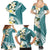 Aloha Hawaii Festive Family Matching Summer Maxi Dress and Hawaiian Shirt Frangipani Lace Classic - Teal