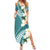 Aloha Hawaii Festive Family Matching Summer Maxi Dress and Hawaiian Shirt Frangipani Lace Classic - Teal