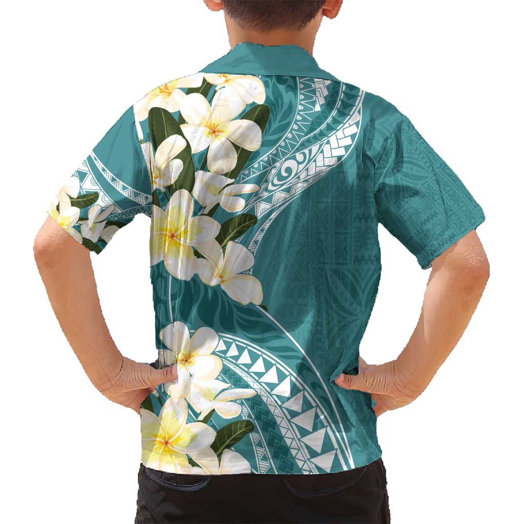 Aloha Hawaii Festive Family Matching Tank Maxi Dress and Hawaiian Shirt Frangipani Lace Classic - Teal