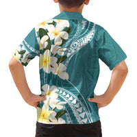 Aloha Hawaii Festive Family Matching Tank Maxi Dress and Hawaiian Shirt Frangipani Lace Classic - Teal