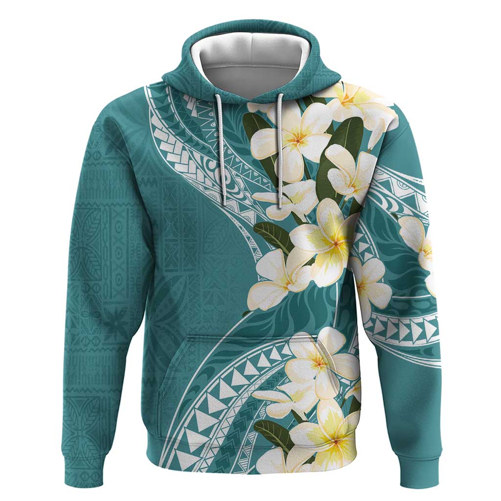 Aloha Hawaii Festive Hoodie Frangipani Lace Classic - Teal