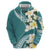 Aloha Hawaii Festive Hoodie Frangipani Lace Classic - Teal