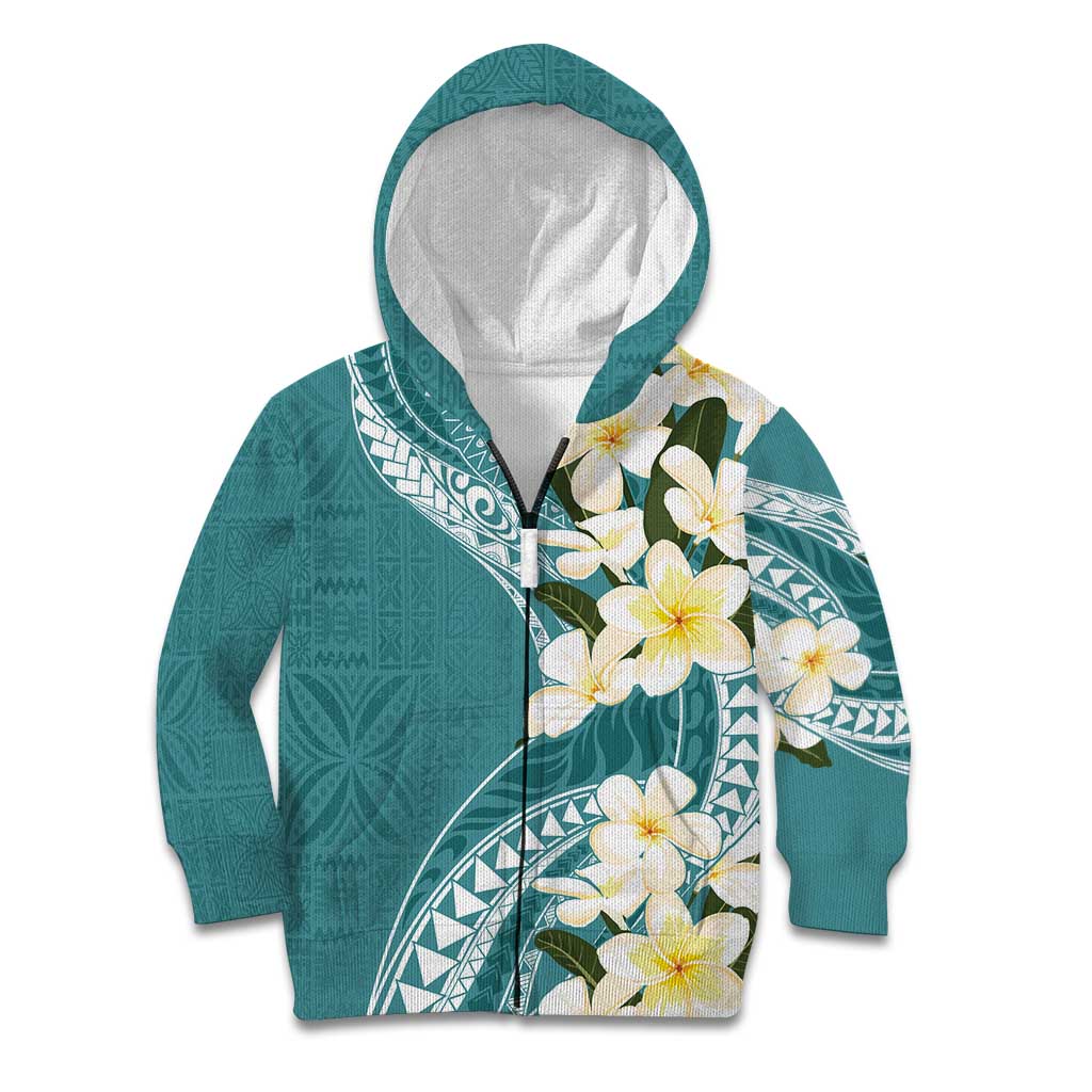Aloha Hawaii Festive Kid Hoodie Frangipani Lace Classic - Teal