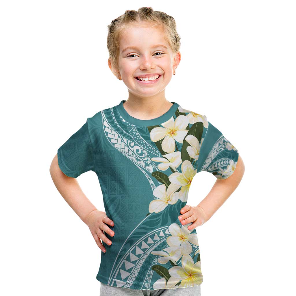 Aloha Hawaii Festive Kid T Shirt Frangipani Lace Classic - Teal