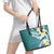 Aloha Hawaii Festive Leather Tote Bag Frangipani Lace Classic - Teal