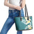 Aloha Hawaii Festive Leather Tote Bag Frangipani Lace Classic - Teal