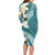 Aloha Hawaii Festive Long Sleeve Bodycon Dress Frangipani Lace Classic - Teal