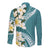 Aloha Hawaii Festive Long Sleeve Button Shirt Frangipani Lace Classic - Teal