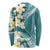 Aloha Hawaii Festive Long Sleeve Shirt Frangipani Lace Classic - Teal