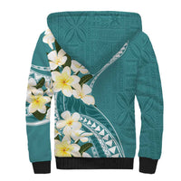 Aloha Hawaii Festive Sherpa Hoodie Frangipani Lace Classic - Teal LT7 - Polynesian Pride