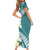 Aloha Hawaii Festive Short Sleeve Bodycon Dress Frangipani Lace Classic - Teal