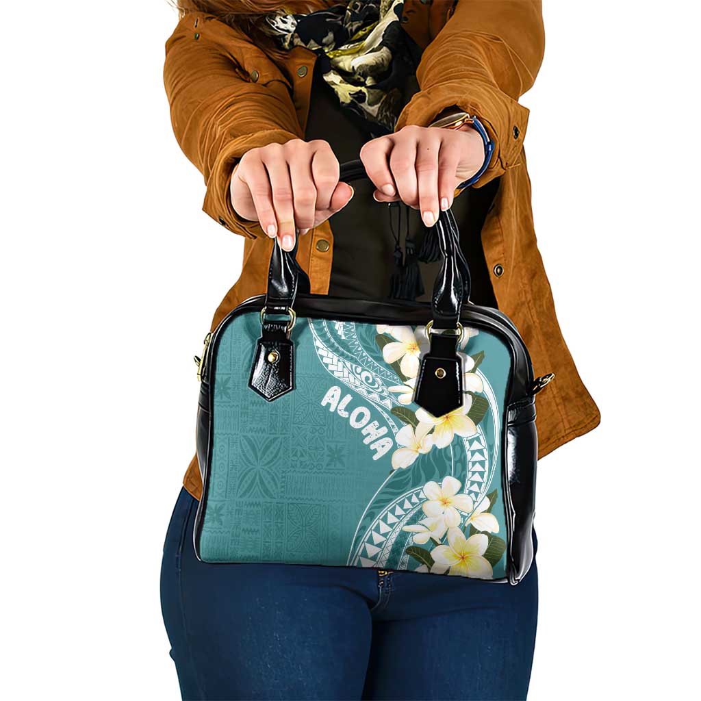 Aloha Hawaii Festive Shoulder Handbag Frangipani Lace Classic - Teal