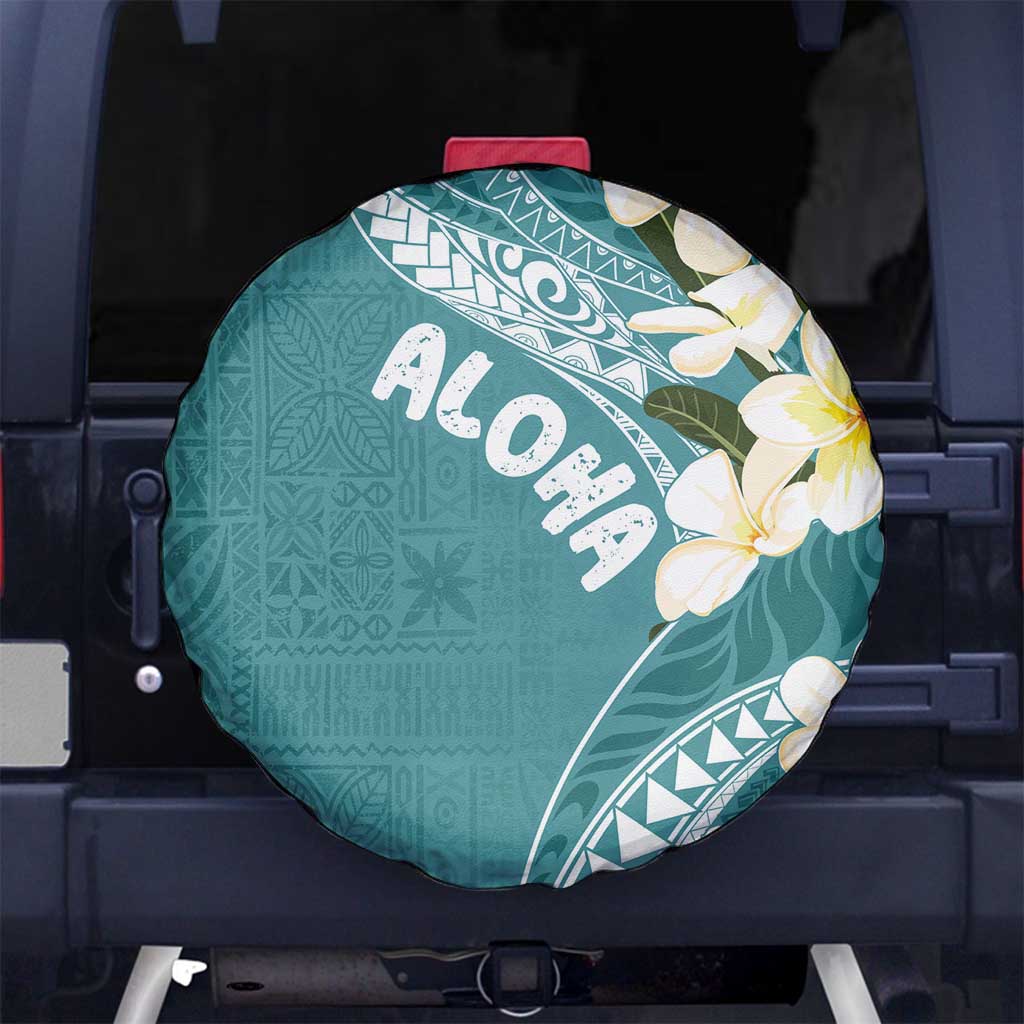 Aloha Hawaii Festive Spare Tire Cover Frangipani Lace Classic - Teal
