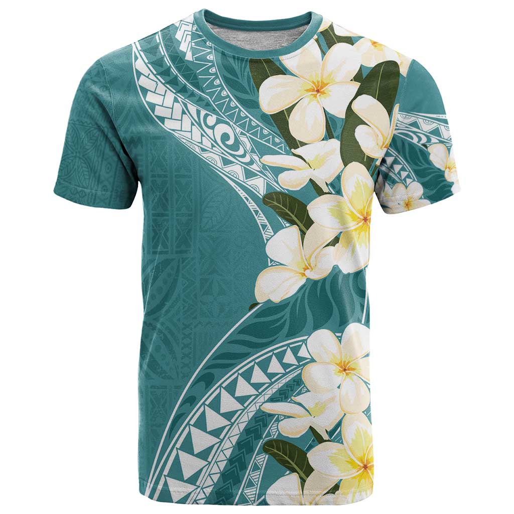 Aloha Hawaii Festive T Shirt Frangipani Lace Classic - Teal