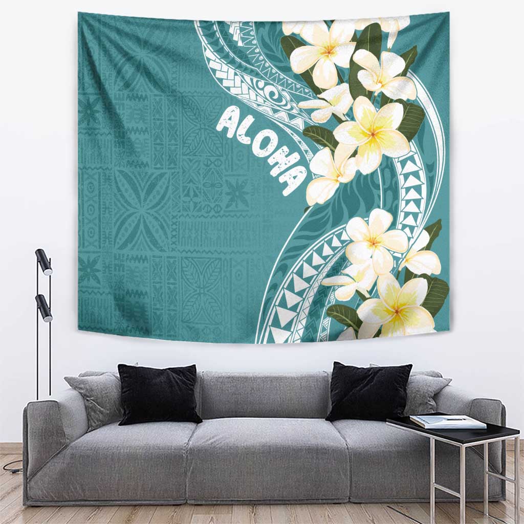 Aloha Hawaii Festive Tapestry Frangipani Lace Classic - Teal