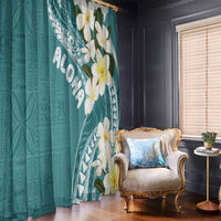 Aloha Hawaii Festive Window Curtain Frangipani Lace Classic - Teal LT7 - Polynesian Pride