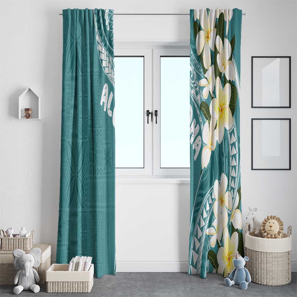Aloha Hawaii Festive Window Curtain Frangipani Lace Classic - Teal LT7 - Polynesian Pride