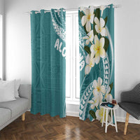 Aloha Hawaii Festive Window Curtain Frangipani Lace Classic - Teal LT7 With Grommets Teal - Polynesian Pride