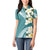 Aloha Hawaii Festive Women Polo Shirt Frangipani Lace Classic - Teal