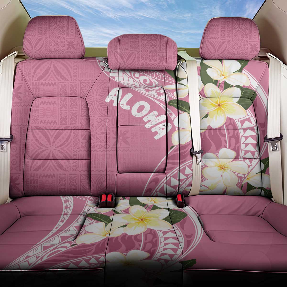 Aloha Hawaii Festive Back Car Seat Cover Frangipani Lace Classic - Rosy LT7 One Size Pink - Polynesian Pride