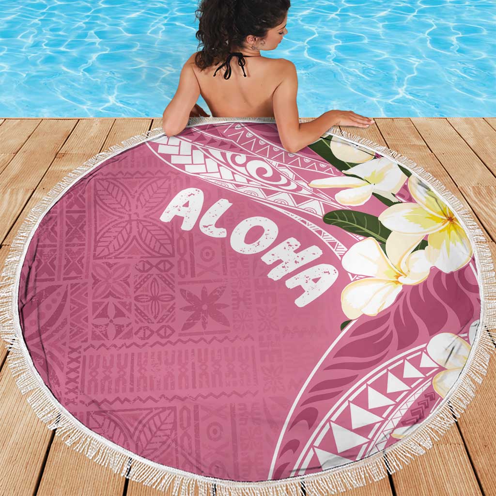 Aloha Hawaii Festive Beach Blanket Frangipani Lace Classic - Rosy LT7 - Polynesian Pride