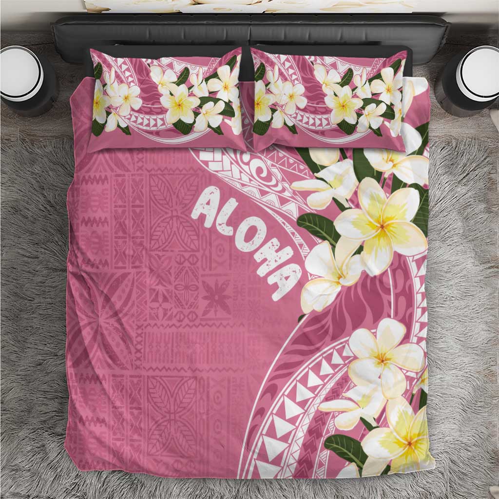 Aloha Hawaii Festive Bedding Set Frangipani Lace Classic - Rosy