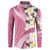 Aloha Hawaii Festive Button Sweatshirt Frangipani Lace Classic - Rosy