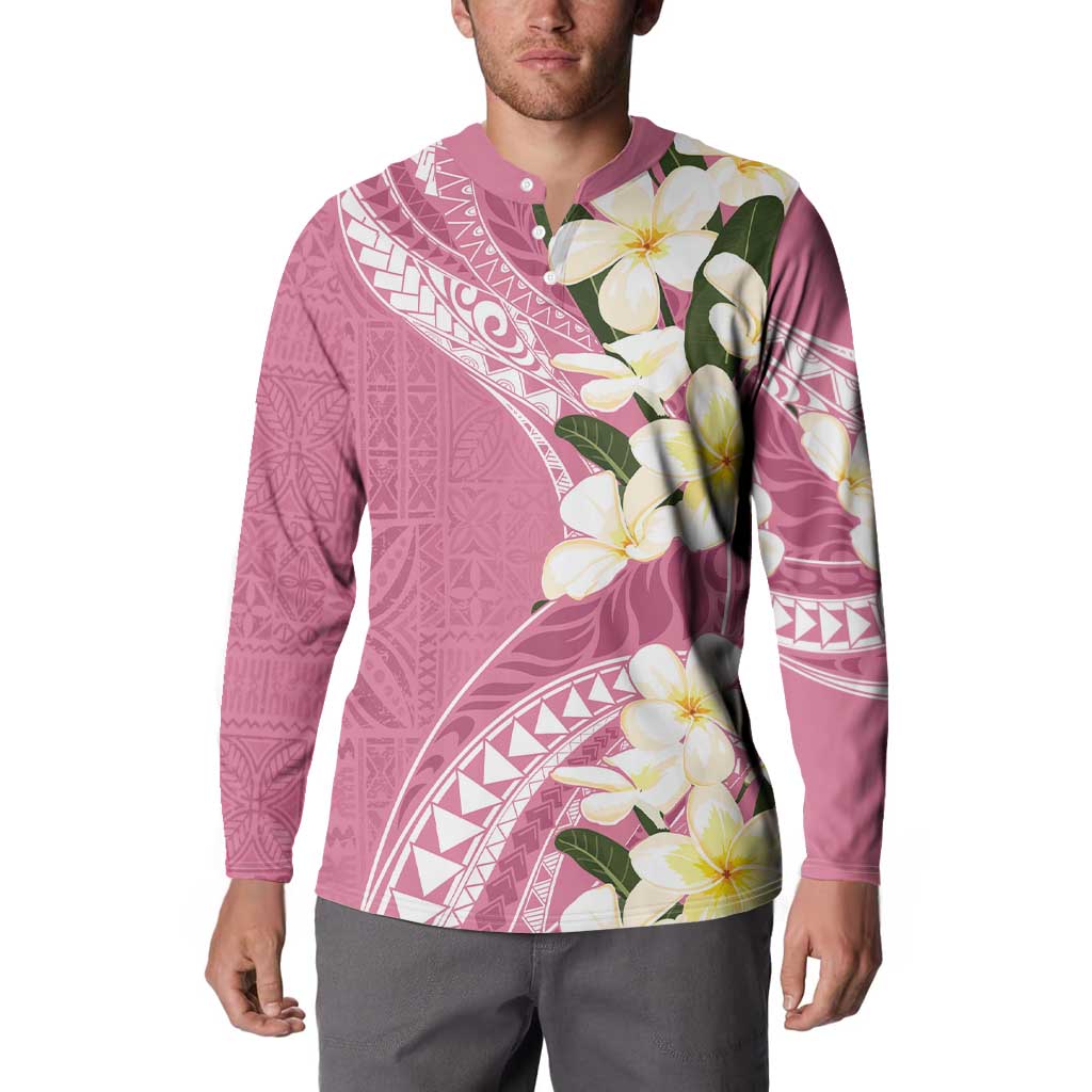 Aloha Hawaii Festive Button Sweatshirt Frangipani Lace Classic - Rosy LT7 - Polynesian Pride