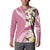 Aloha Hawaii Festive Button Sweatshirt Frangipani Lace Classic - Rosy