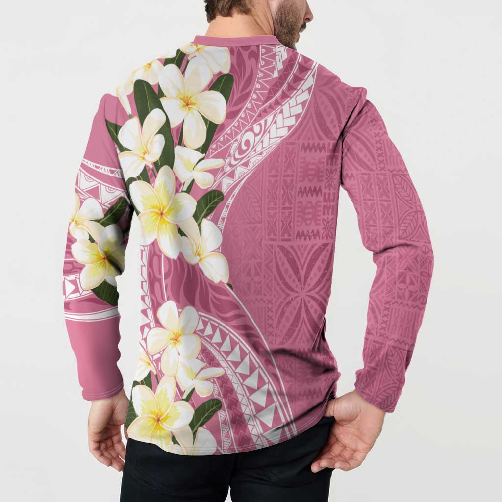 Aloha Hawaii Festive Button Sweatshirt Frangipani Lace Classic - Rosy LT7 - Polynesian Pride
