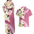 Aloha Hawaii Festive Couples Matching Off Shoulder Maxi Dress and Hawaiian Shirt Frangipani Lace Classic - Rosy