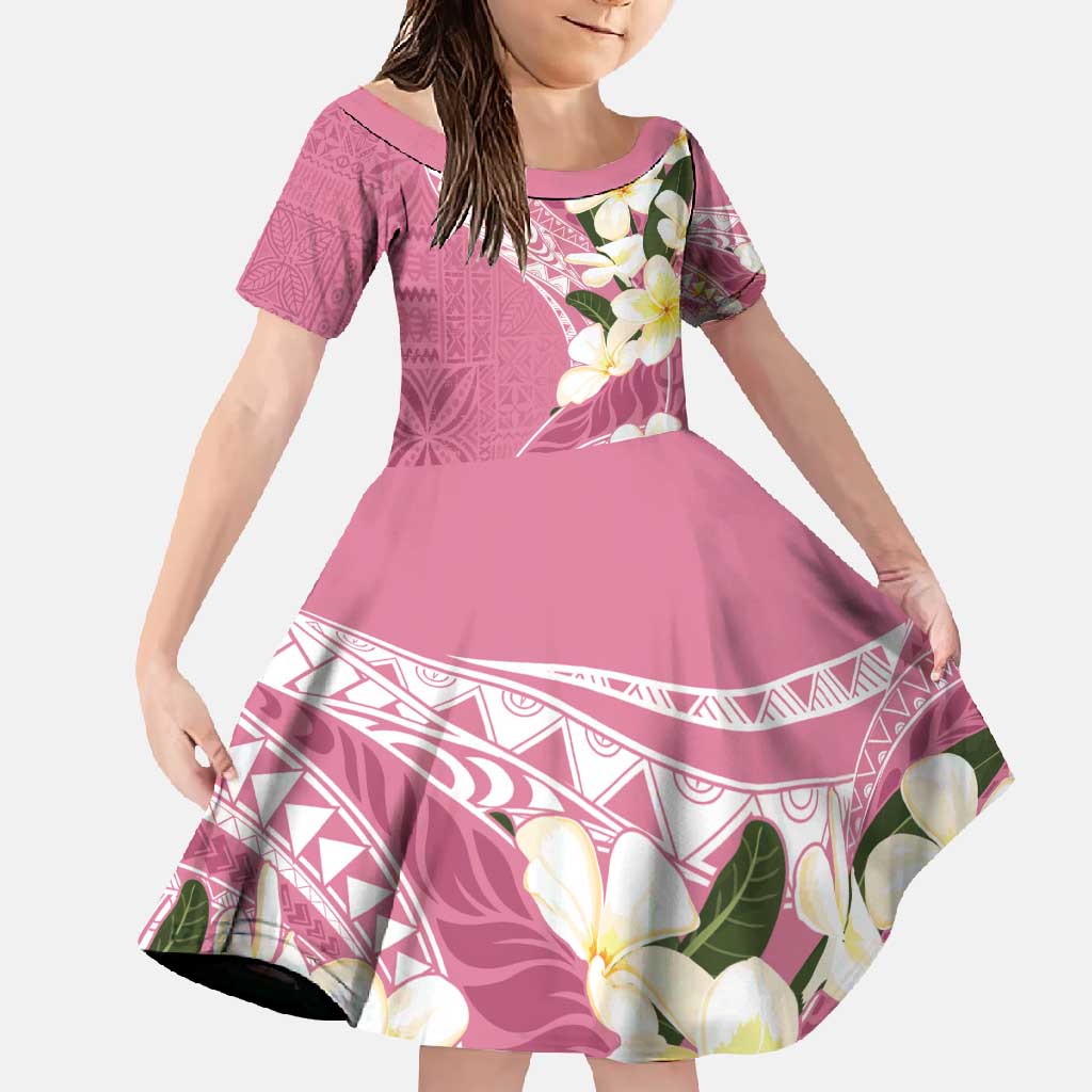 Aloha Hawaii Festive Family Matching Long Sleeve Bodycon Dress and Hawaiian Shirt Frangipani Lace Classic - Rosy