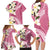 Aloha Hawaii Festive Family Matching Long Sleeve Bodycon Dress and Hawaiian Shirt Frangipani Lace Classic - Rosy