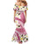 Aloha Hawaii Festive Family Matching Mermaid Dress and Hawaiian Shirt Frangipani Lace Classic - Rosy