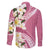 Aloha Hawaii Festive Family Matching Off The Shoulder Long Sleeve Dress and Hawaiian Shirt Frangipani Lace Classic - Rosy