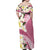 Aloha Hawaii Festive Family Matching Off Shoulder Maxi Dress and Hawaiian Shirt Frangipani Lace Classic - Rosy