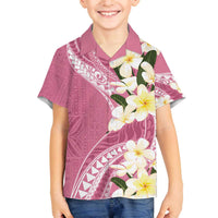 Aloha Hawaii Festive Family Matching Off Shoulder Short Dress and Hawaiian Shirt Frangipani Lace Classic - Rosy LT7 Son's Shirt Pink - Polynesian Pride