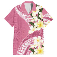Aloha Hawaii Festive Family Matching Short Sleeve Bodycon Dress and Hawaiian Shirt Frangipani Lace Classic - Rosy