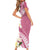 Aloha Hawaii Festive Family Matching Short Sleeve Bodycon Dress and Hawaiian Shirt Frangipani Lace Classic - Rosy