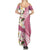 Aloha Hawaii Festive Family Matching Summer Maxi Dress and Hawaiian Shirt Frangipani Lace Classic - Rosy