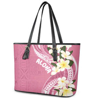 Aloha Hawaii Festive Leather Tote Bag Frangipani Lace Classic - Rosy LT7 - Polynesian Pride