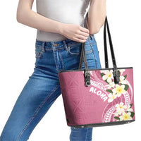 Aloha Hawaii Festive Leather Tote Bag Frangipani Lace Classic - Rosy LT7 - Polynesian Pride
