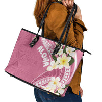 Aloha Hawaii Festive Leather Tote Bag Frangipani Lace Classic - Rosy LT7 - Polynesian Pride