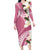 Aloha Hawaii Festive Long Sleeve Bodycon Dress Frangipani Lace Classic - Rosy