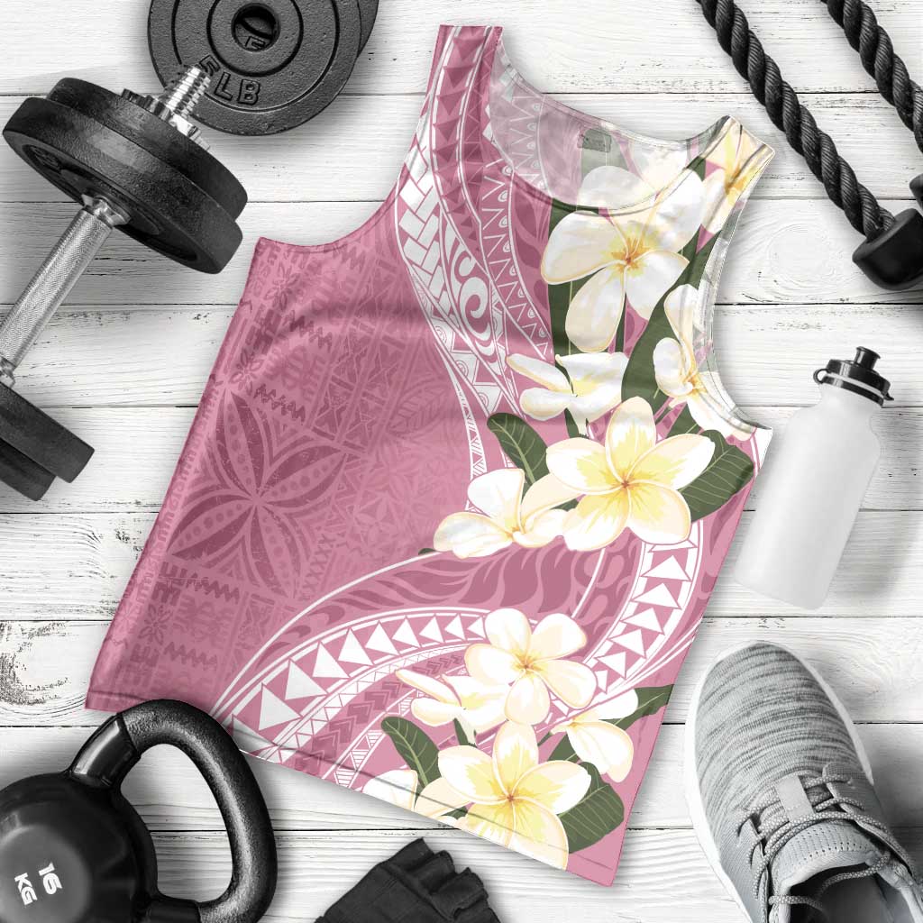 Aloha Hawaii Festive Men Tank Top Frangipani Lace Classic - Rosy LT7 - Polynesian Pride
