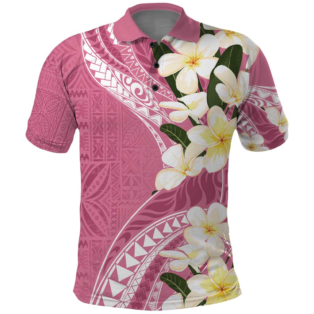 Aloha Hawaii Festive Polo Shirt Frangipani Lace Classic - Rosy