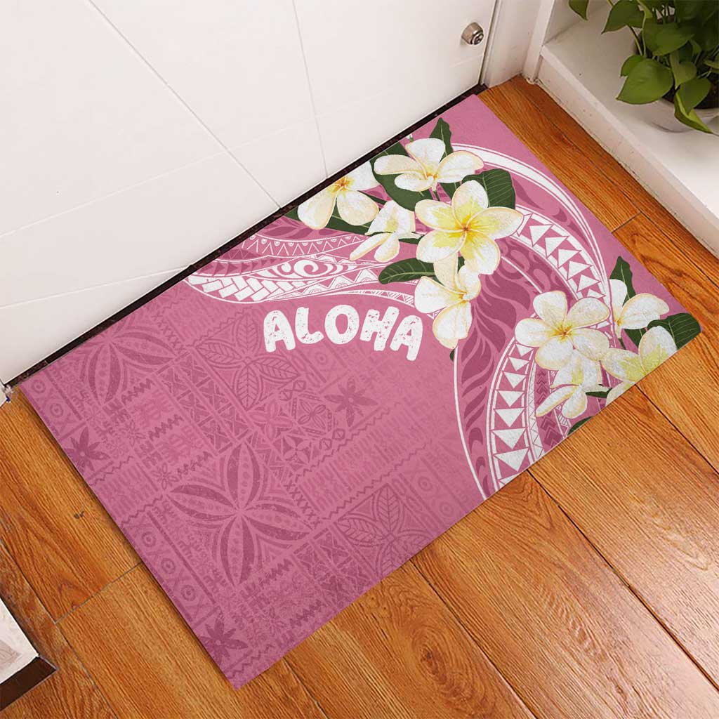 Aloha Hawaii Festive Rubber Doormat Frangipani Lace Classic - Rosy LT7 - Polynesian Pride