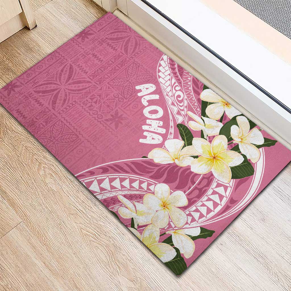 Aloha Hawaii Festive Rubber Doormat Frangipani Lace Classic - Rosy LT7 - Polynesian Pride