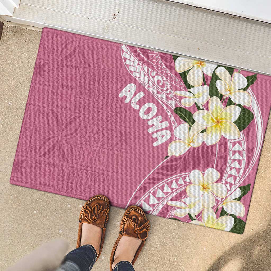 Aloha Hawaii Festive Rubber Doormat Frangipani Lace Classic - Rosy LT7 - Polynesian Pride