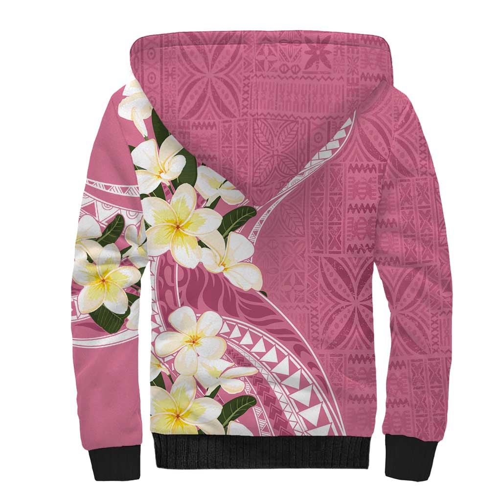 Aloha Hawaii Festive Sherpa Hoodie Frangipani Lace Classic - Rosy LT7 - Polynesian Pride